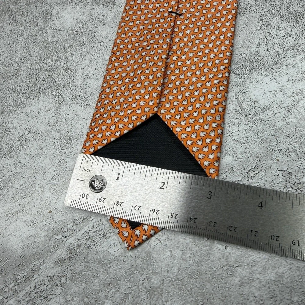 Van Heusen Silk Tie Mens One Size Orange Animal Print Fish Made In China Necktie